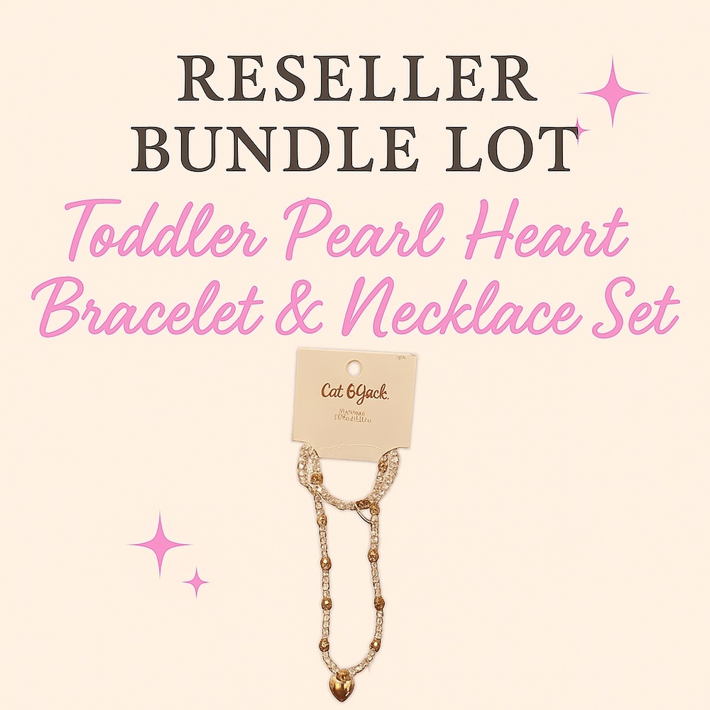 Reseller Bundle | 10 Cat & Jack Toddler Pearl Heart Bracelet & Necklace Sets NWT